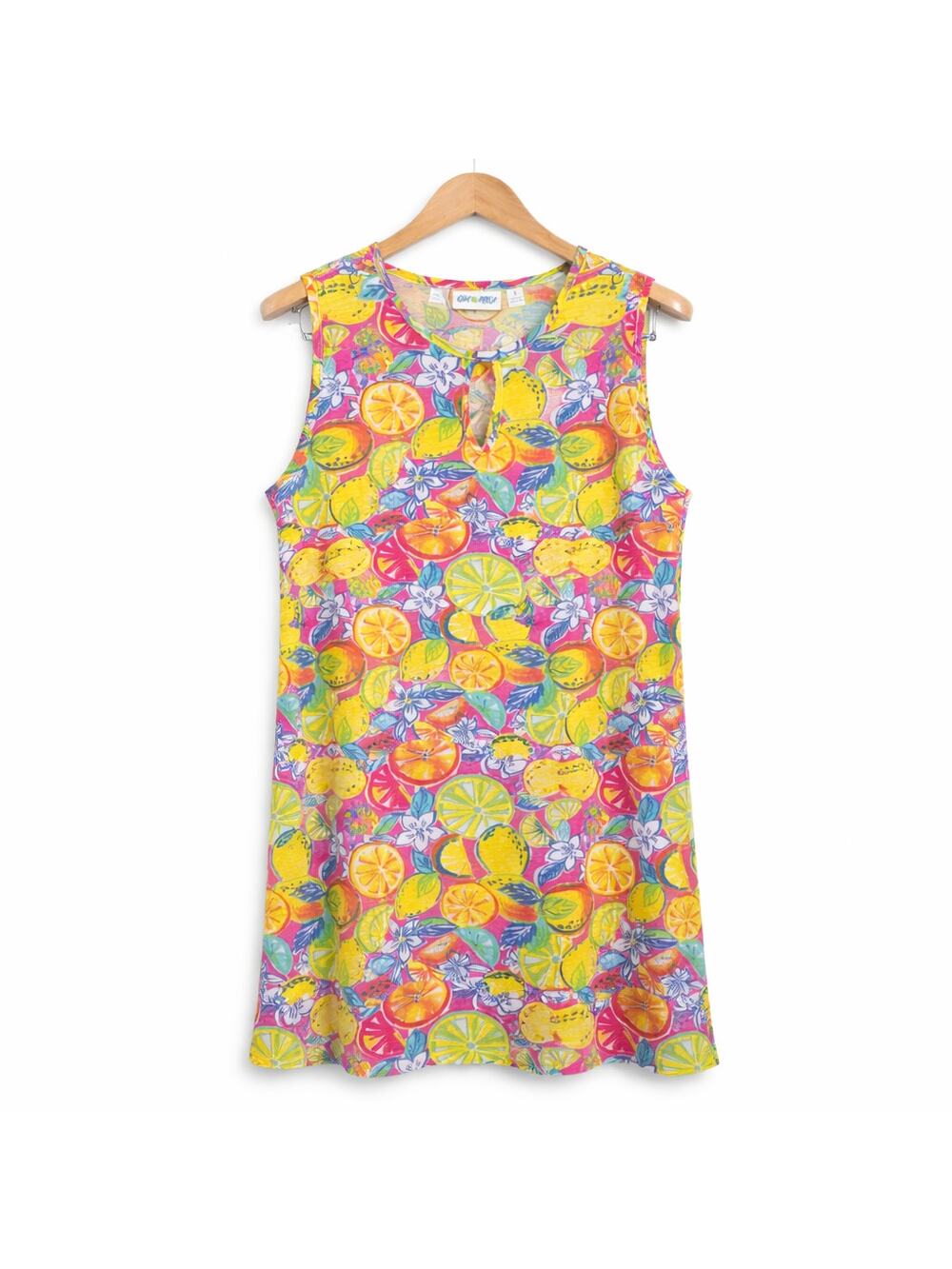 Kiwi Fresh Shift Dress Womens Large Multicolor Tropical Fruit Print Sleeveless